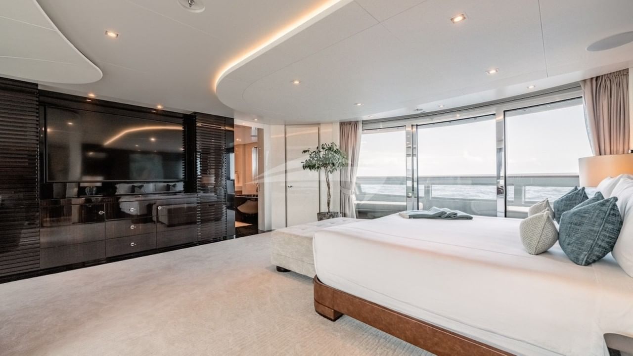 Master suite with mirror smart TV