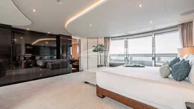 Master suite with mirror smart TV