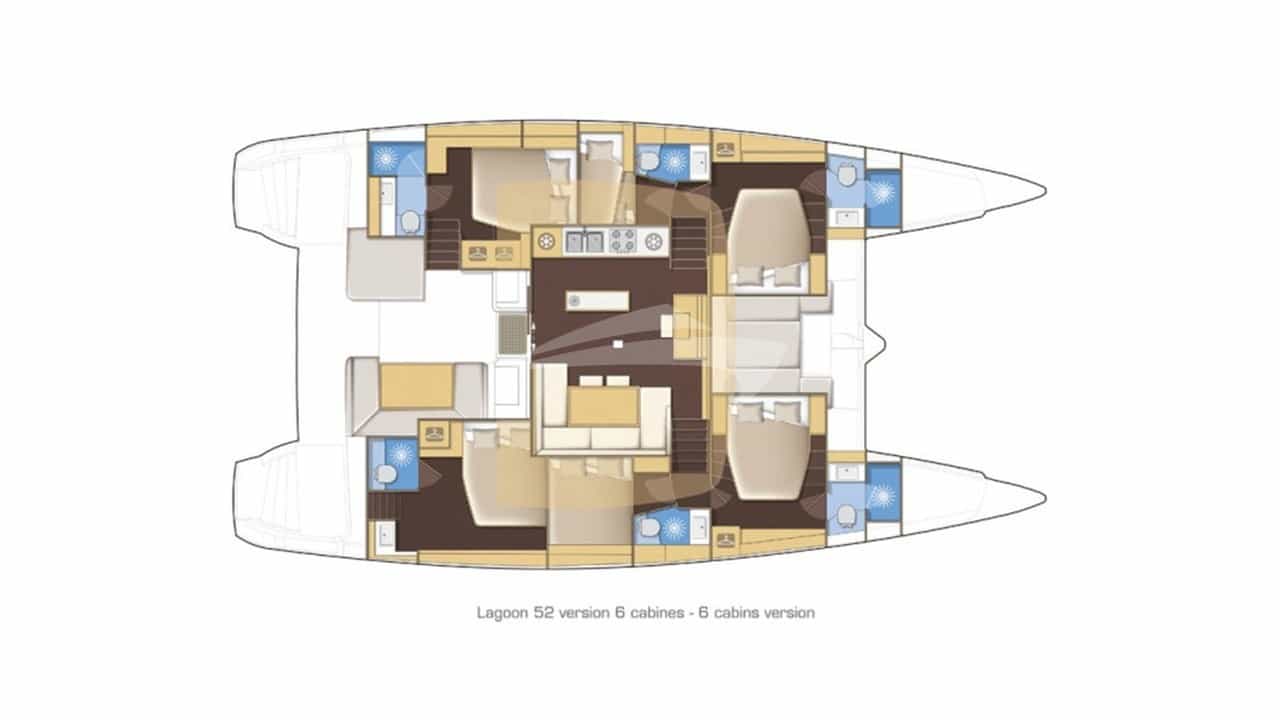 Luxury charter yacht layout diagram for SERENITY