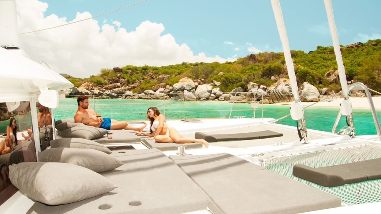 Front deck custom lounge area with drink holders