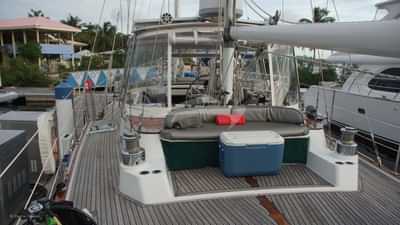 Comfy seating under the mizen boom