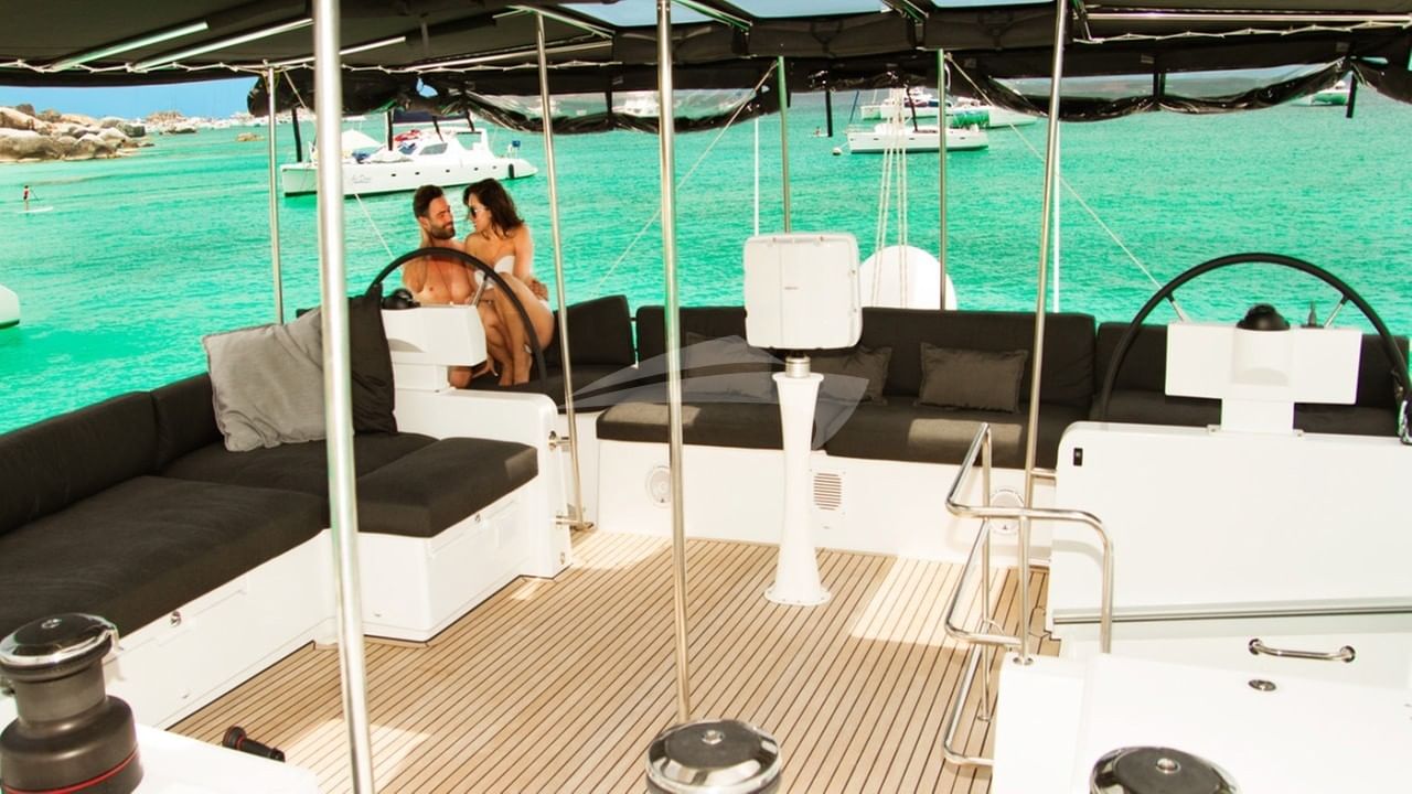 Covered top deck lounge area  with full enclosure 