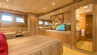 Master stateroom and bathroom