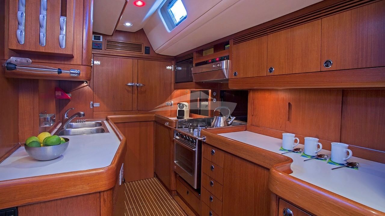 The galley aboard Simple Harmony