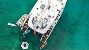Aerial view of the flybridge lounging area