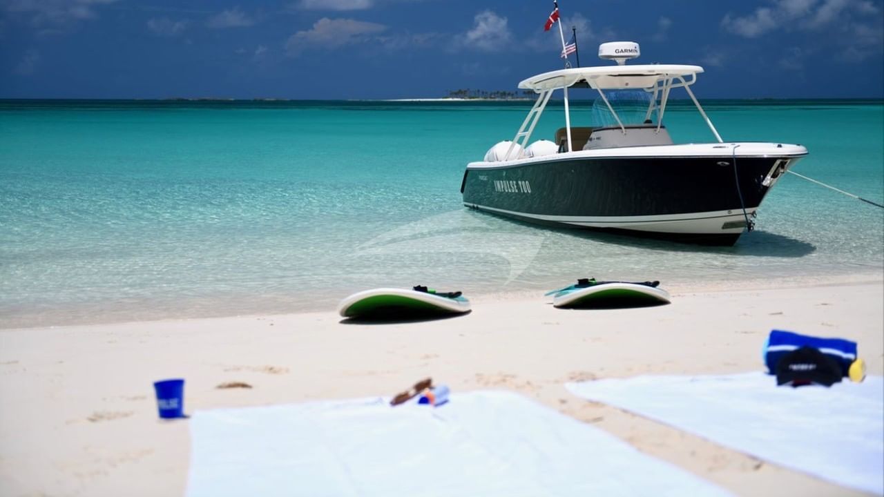 On the beach with tender