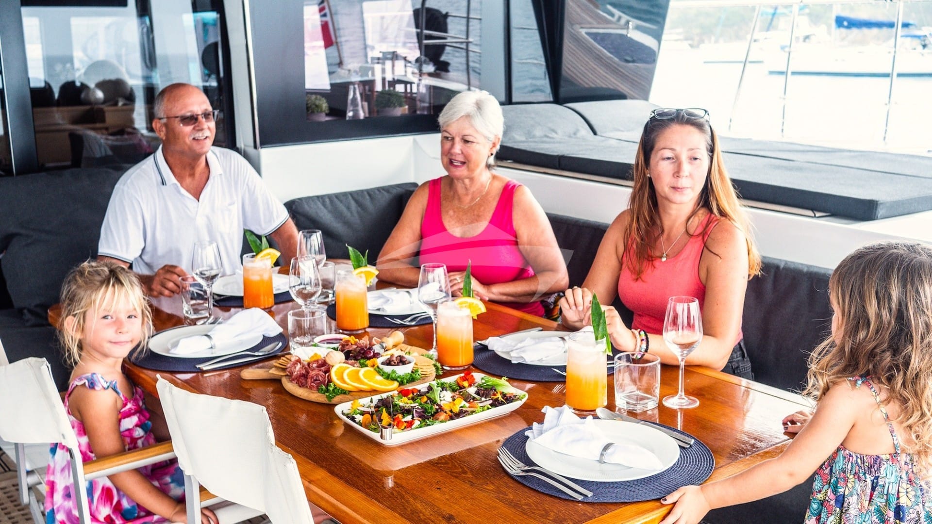 Dining in the aft cockpit