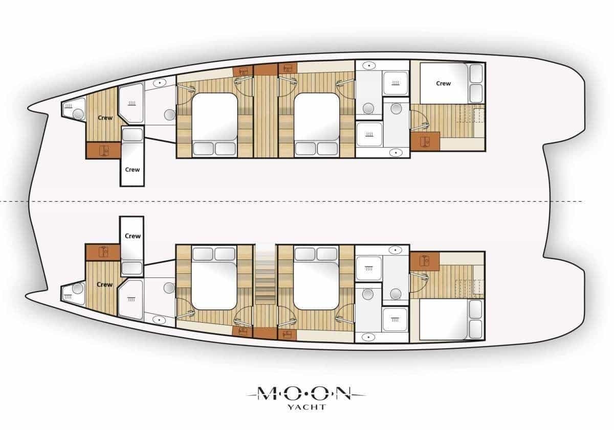 Luxury charter yacht layout diagram for TRYST