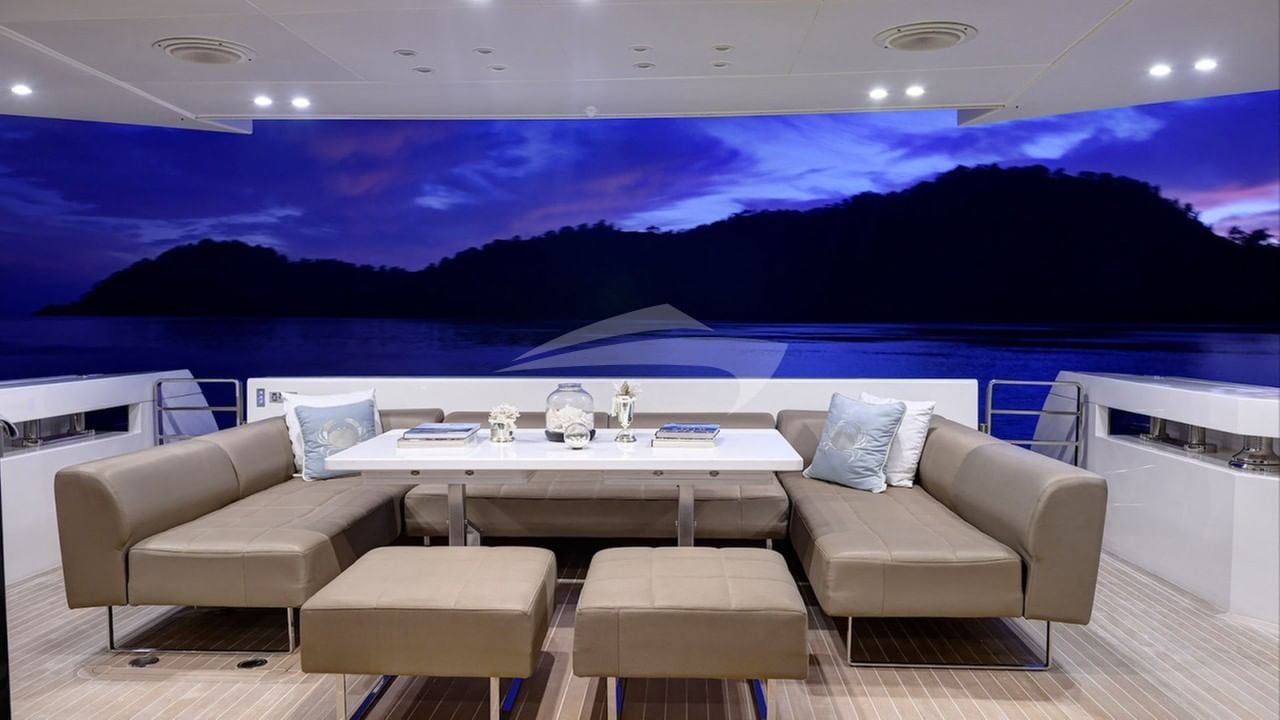 Upper deck lounge in evening