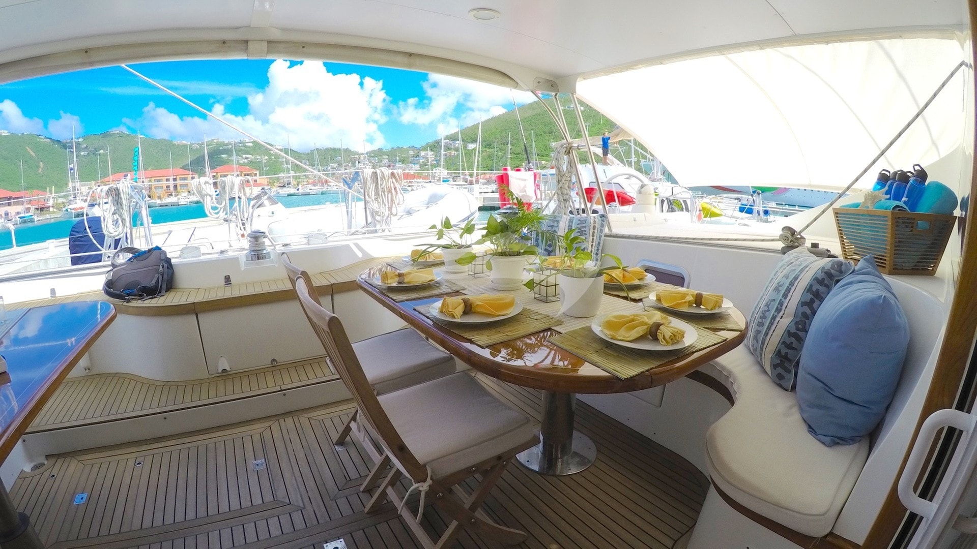 Kelea's cockpit set up for alfresco dining