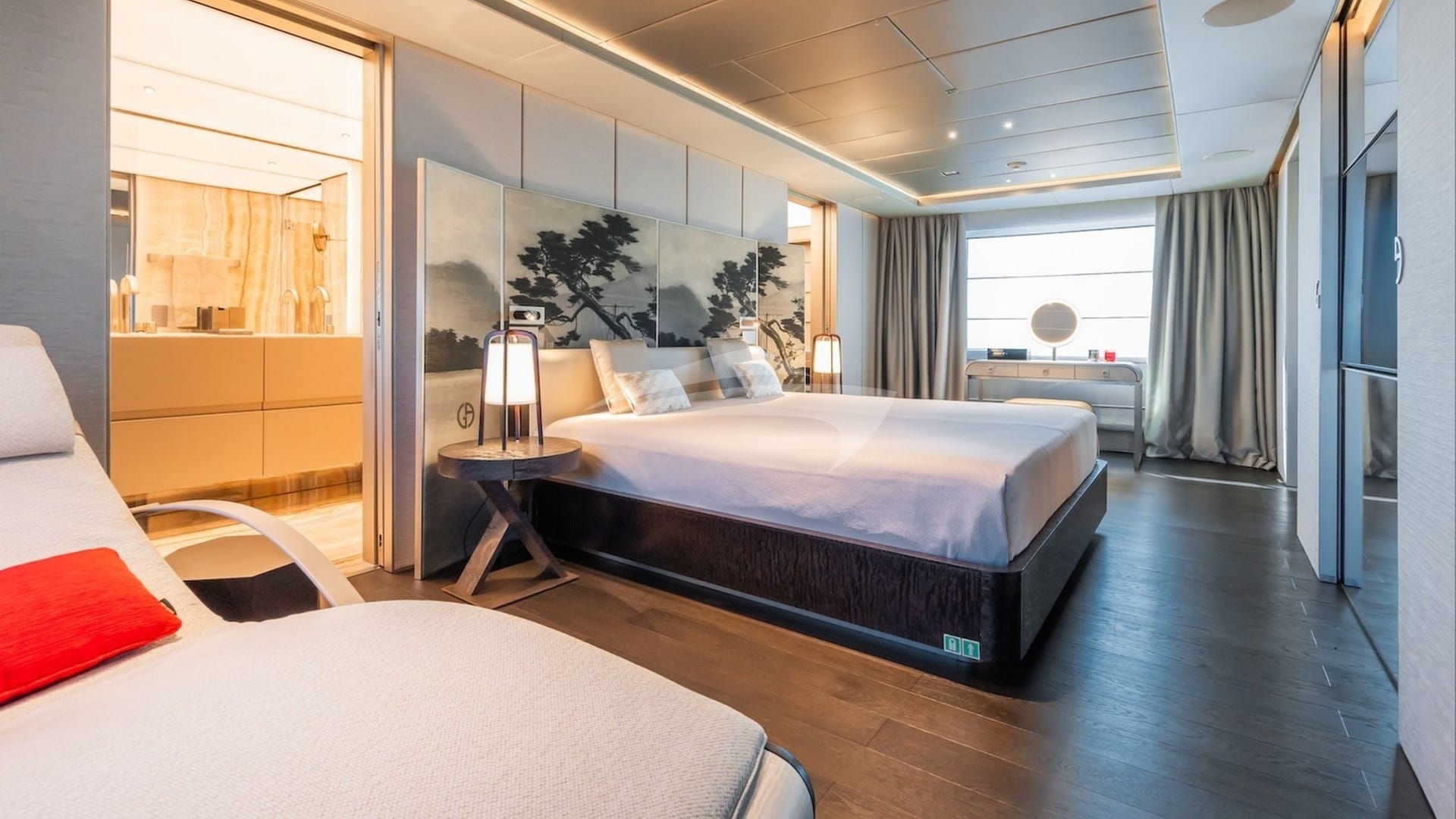 Master stateroom with king bed, 55" Smart TV