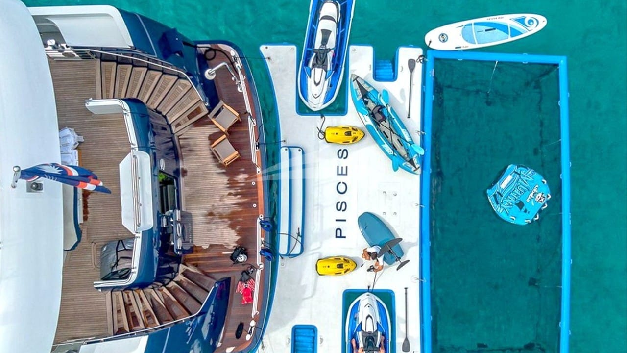 Aerial View of Swim Platform and Water Toys