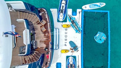 Aerial View of Swim Platform and Water Toys