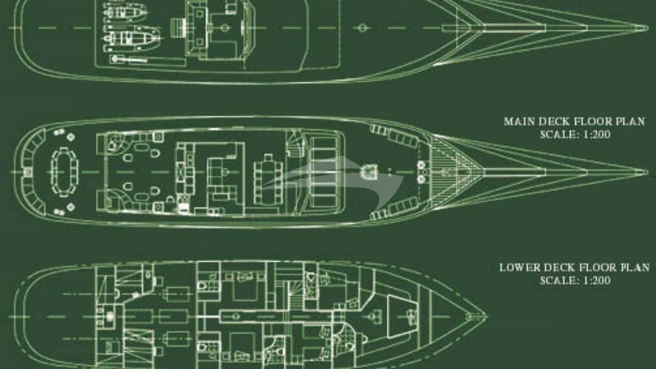 Luxury charter yacht layout diagram for ARKTOS
