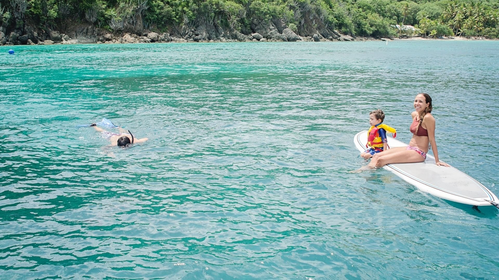 Paddleboards and snorkeling on board
