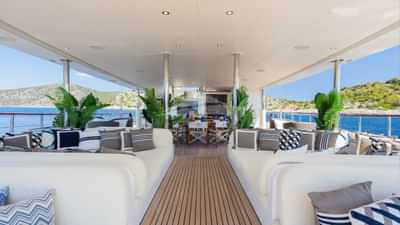 Shaded lounge on sundeck