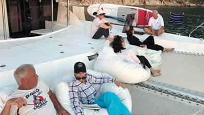 Lounging on the beanbags forward