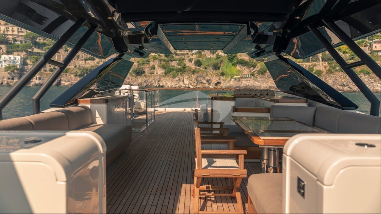 Sun deck with bar and seating area