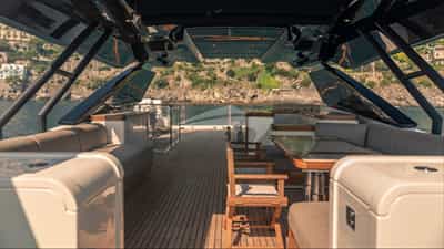 Sun deck with bar and seating area