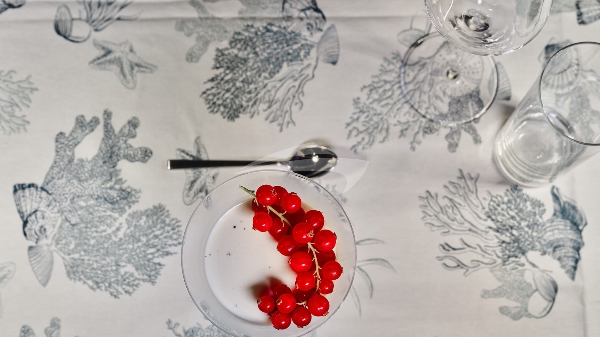 Pannacotta and redcurrant dessert