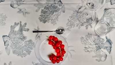 Pannacotta and redcurrant dessert