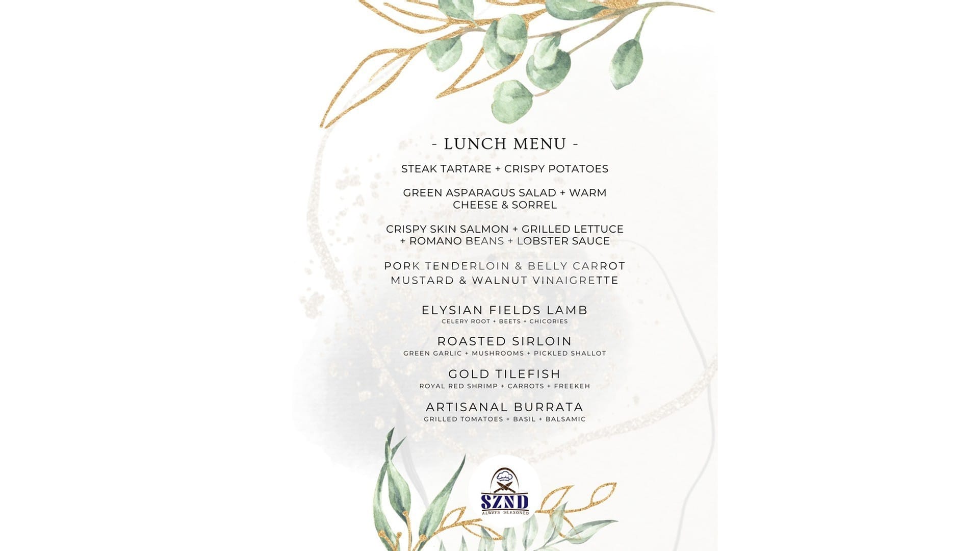 Sample Lunch Menu