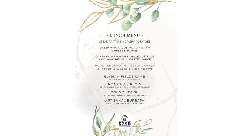 Sample Lunch Menu