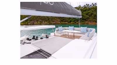 KISMET's flybridge lounging area.