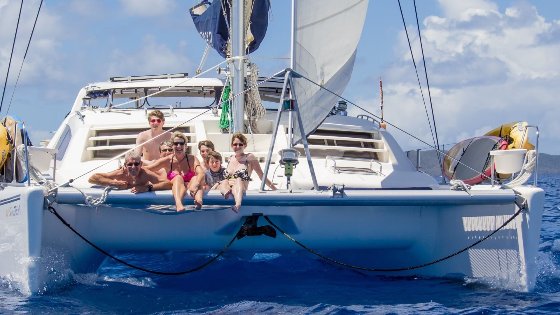 Guests enjoying a great sail on the foredeck