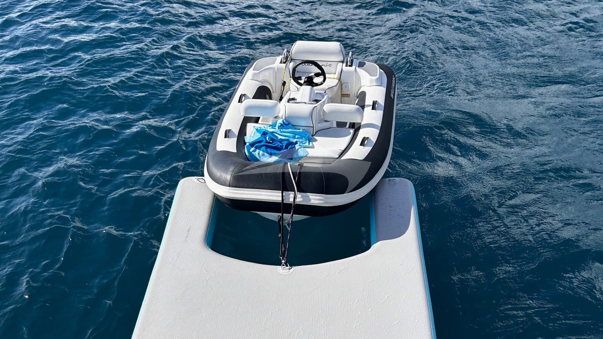 Serena's Jet tender on its floating dock