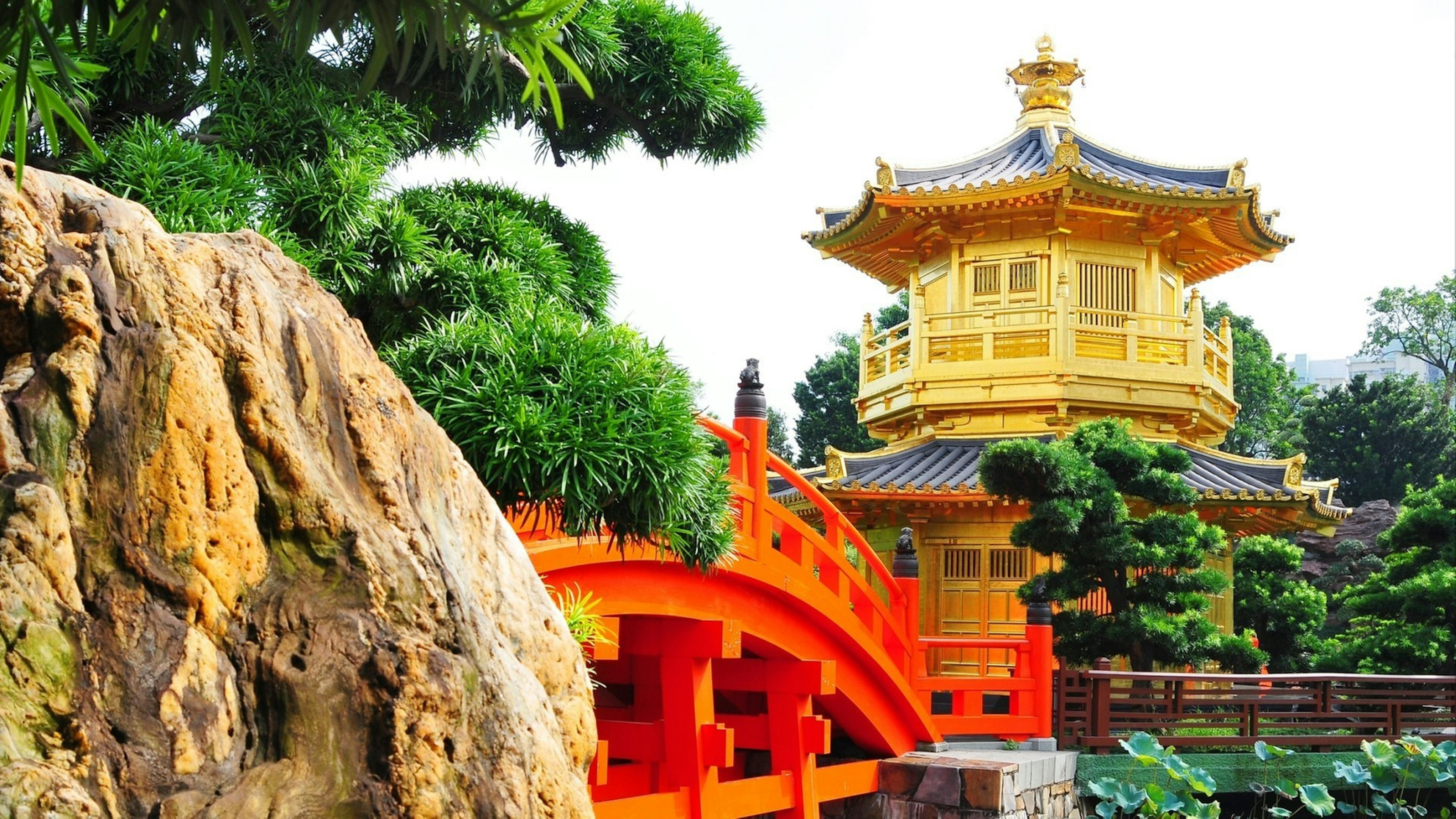 Pagoda style Chinese architecture in garden