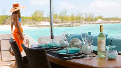 Aft deck alfresco dining.