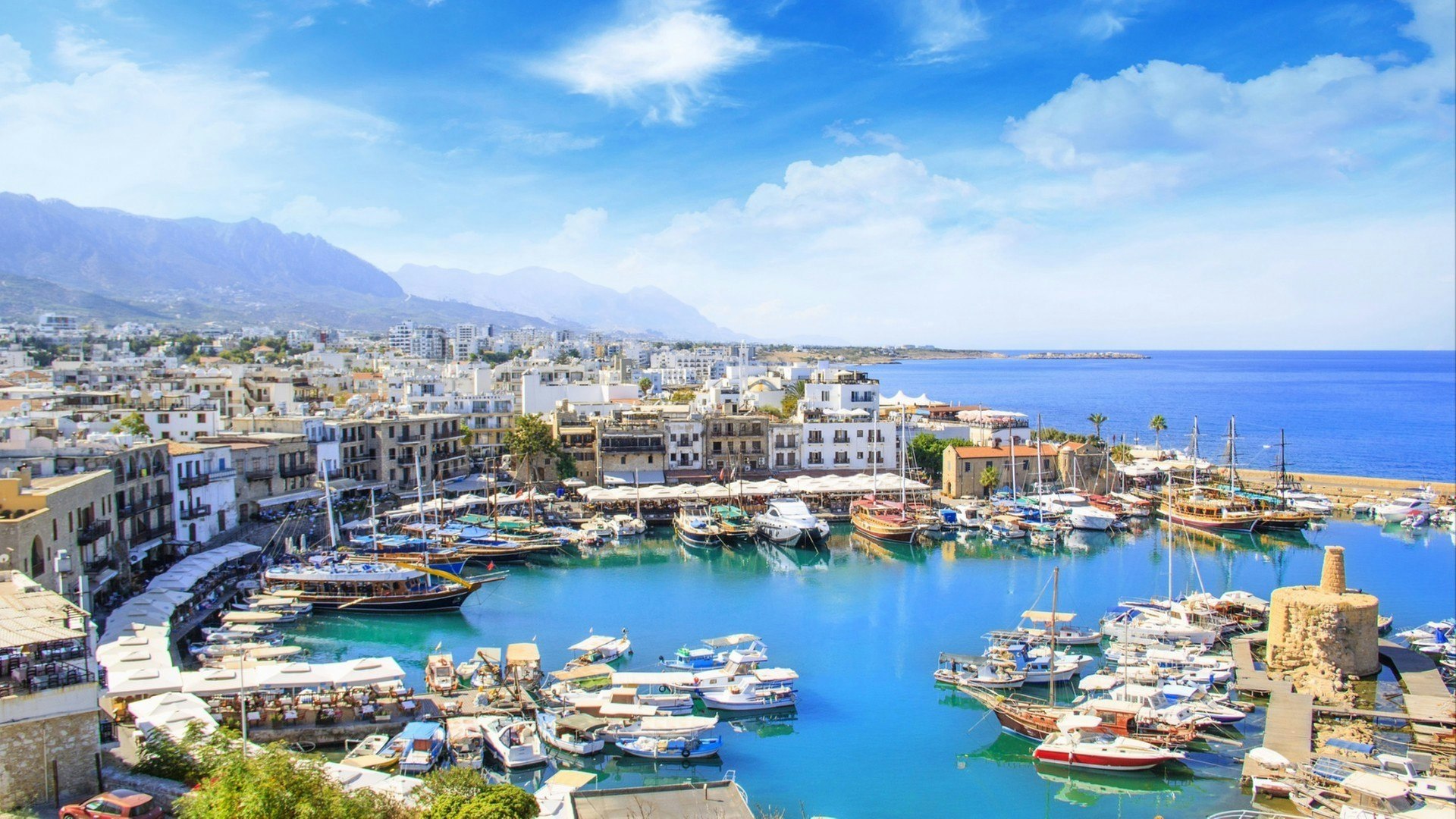 Beautiful view of the new port of Kyrenia (Girne), North Cyprus