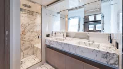 Master en suite with his and her sinks and shower