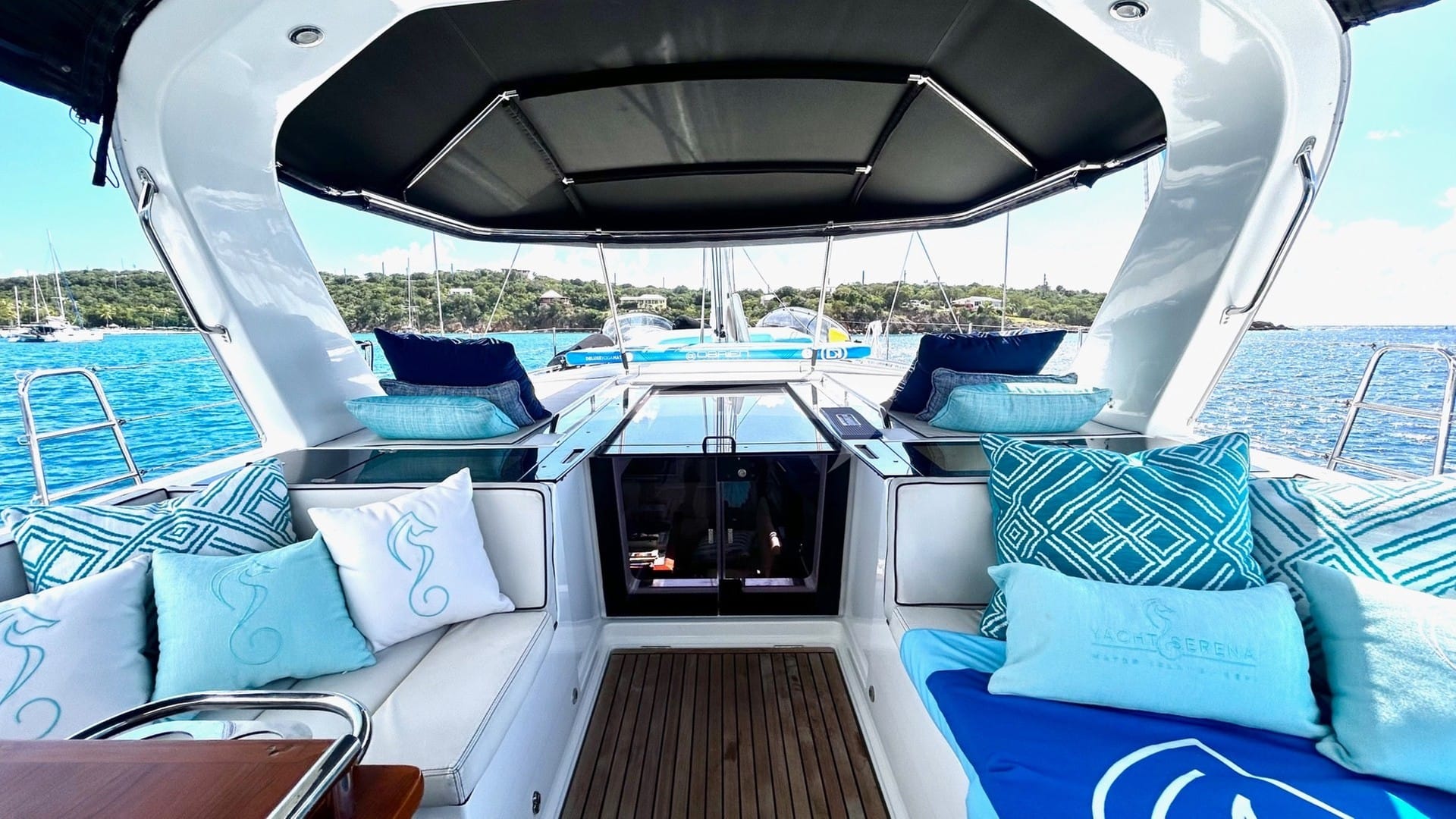 The spacious shaded cockpit