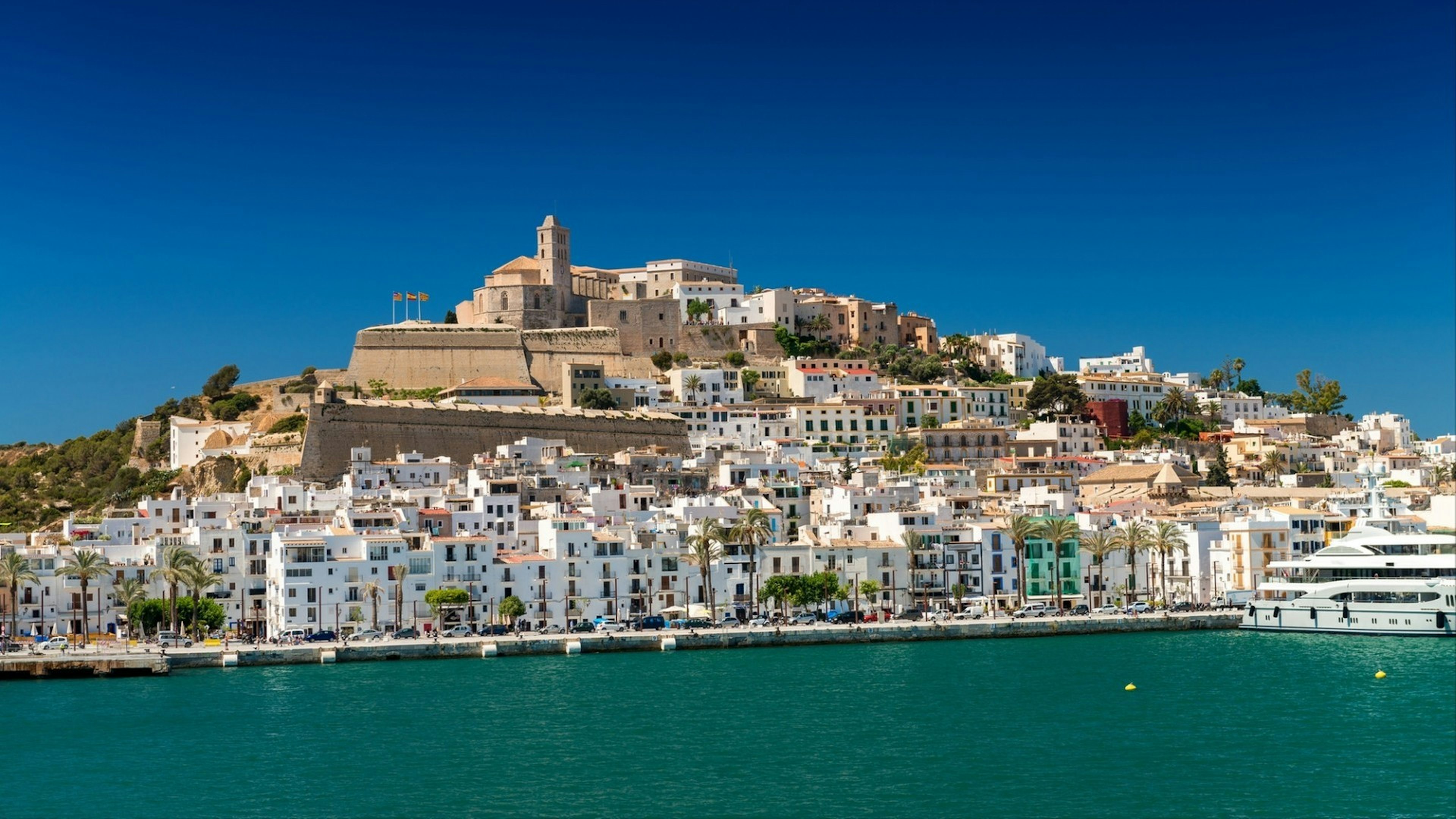 Ibiza skyline on a beautiful summer day.