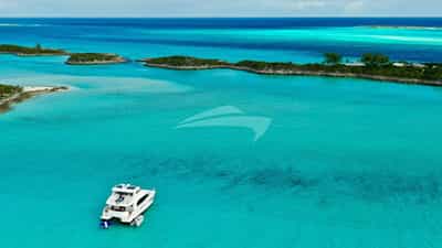 At anchor in the Bahamas