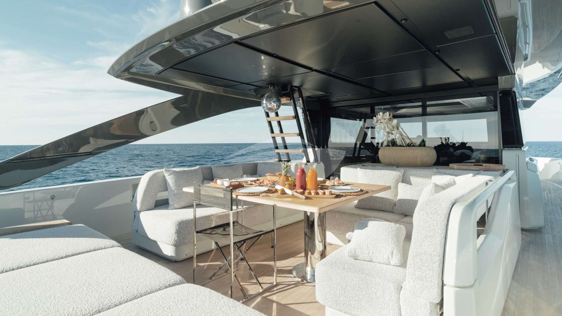 Bridge deck dining looking forward