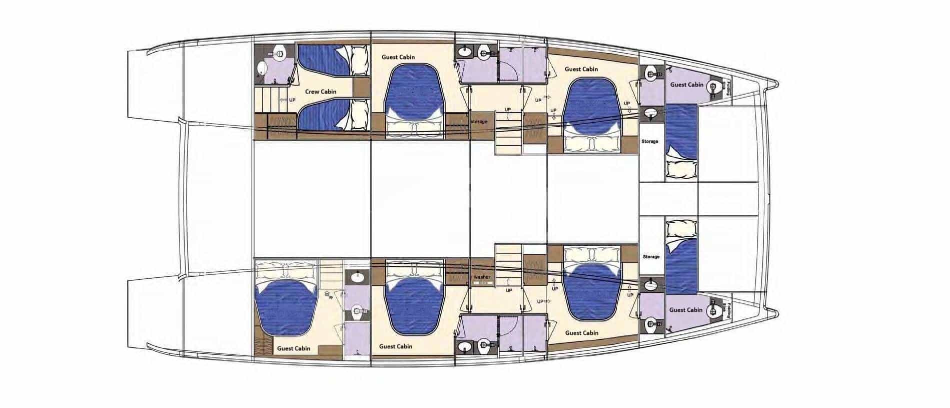Luxury charter yacht layout diagram for ATLAS