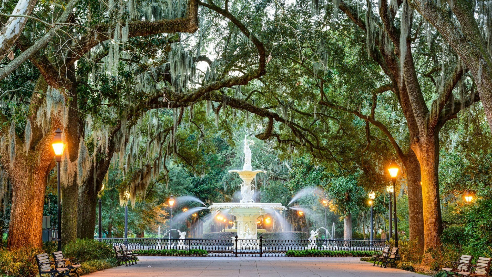 Savannah, Georgia, USA at Forsyth Park Fountain