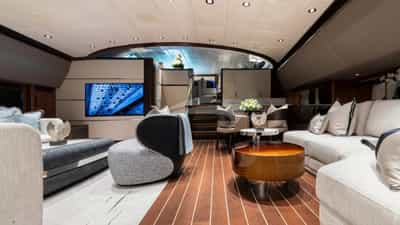 Main deck saloon with large Smart TV
