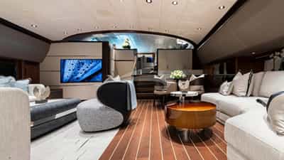Main deck saloon with large Smart TV