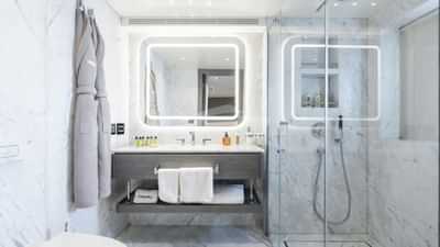 Guest double stateroom #4 ensuite with a shower