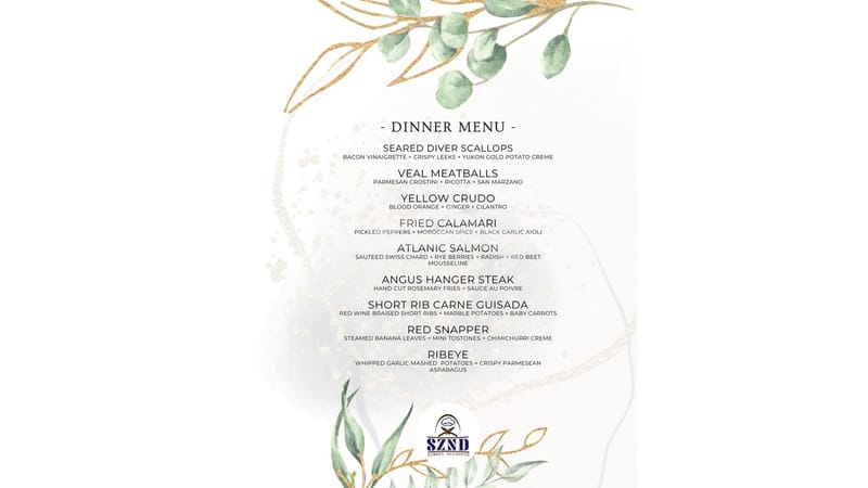 Sample Dinner Menu