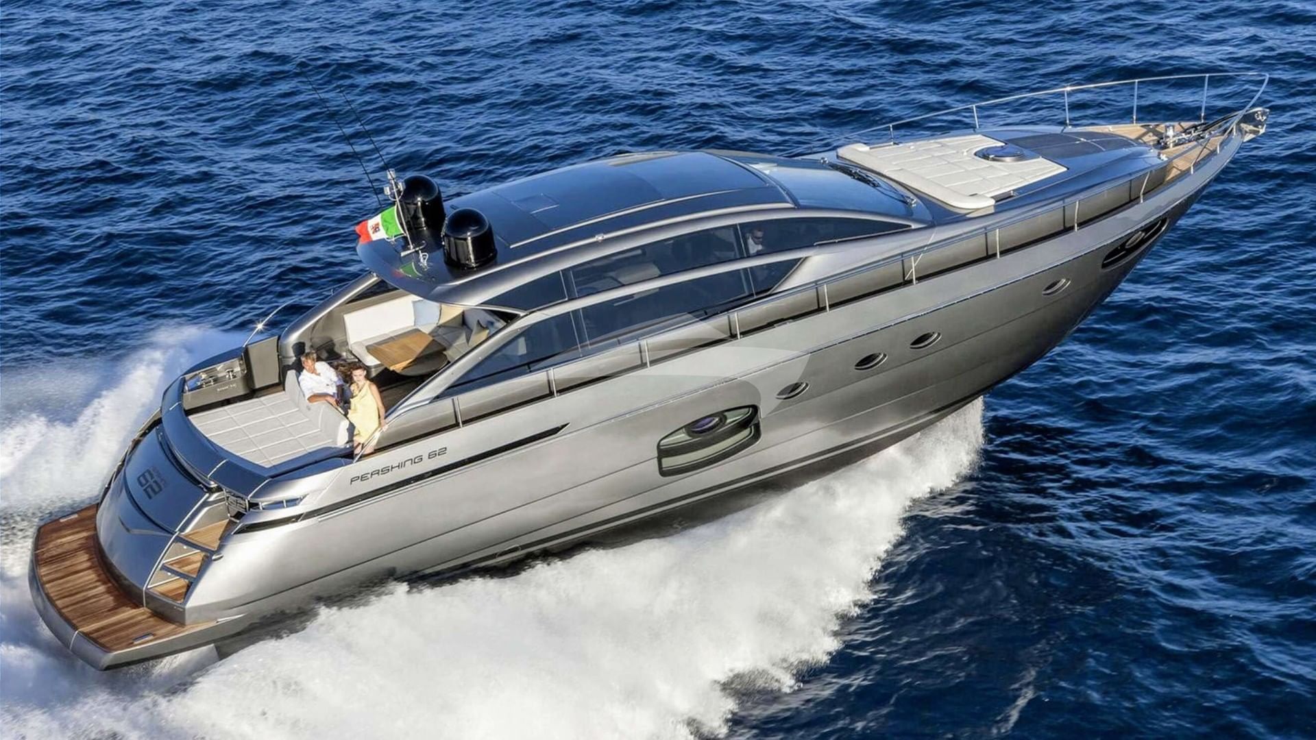 62' Pershing on the water