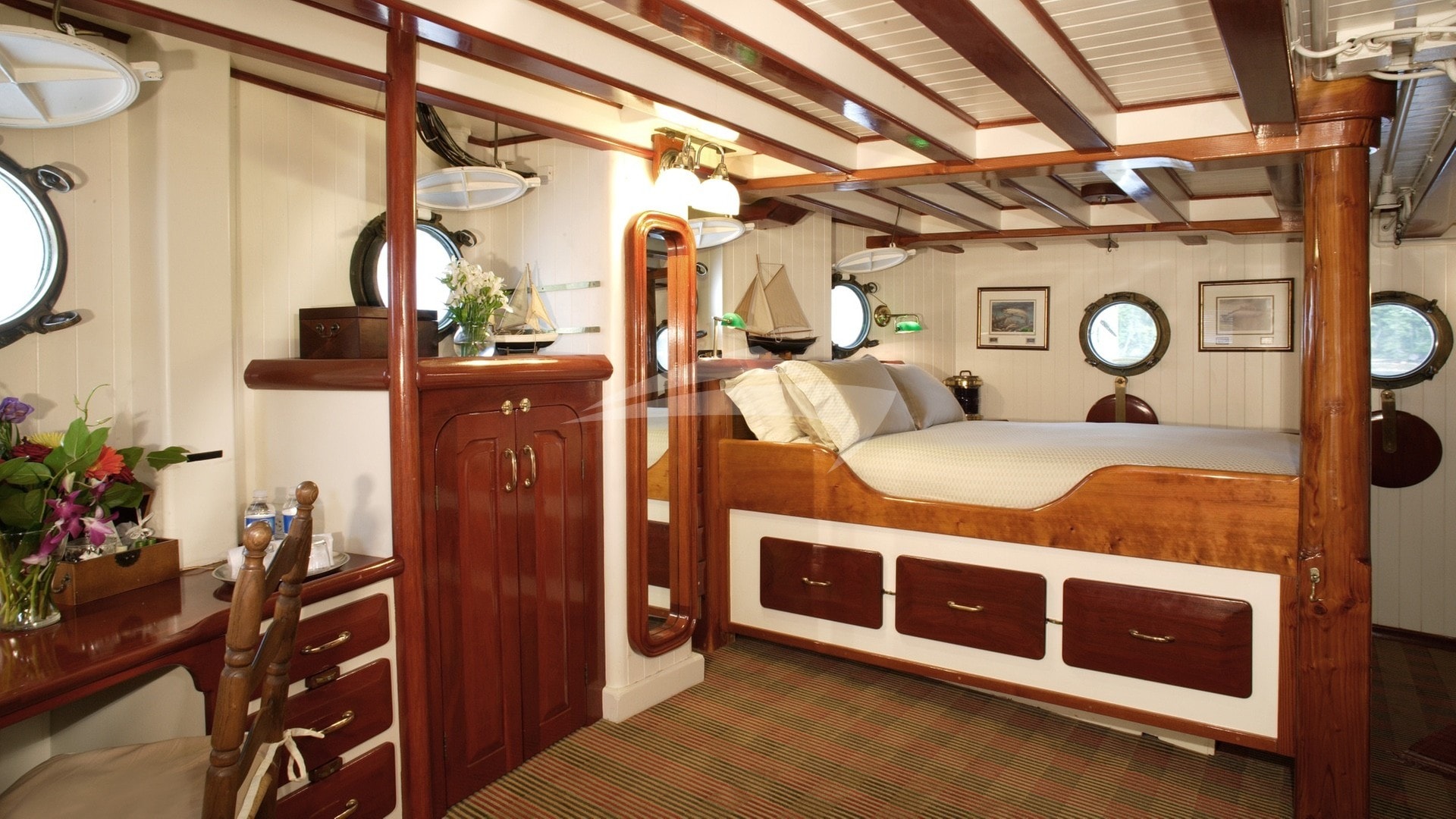 Master Stateroom with Queen Bed on Main Deck.