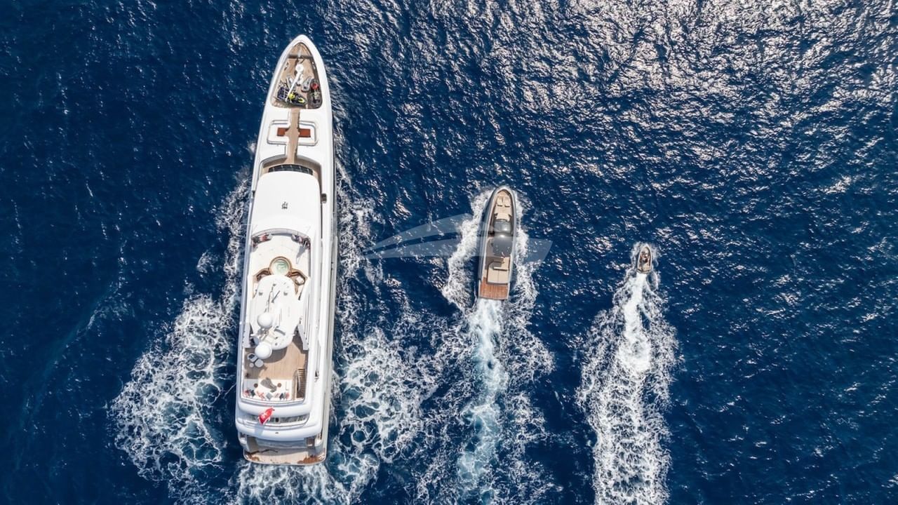 Underway with tender and toys