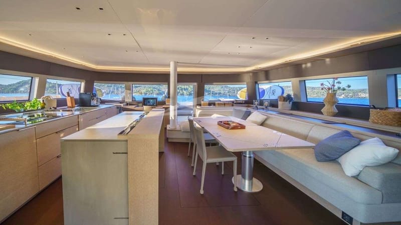 Galley and dining area
