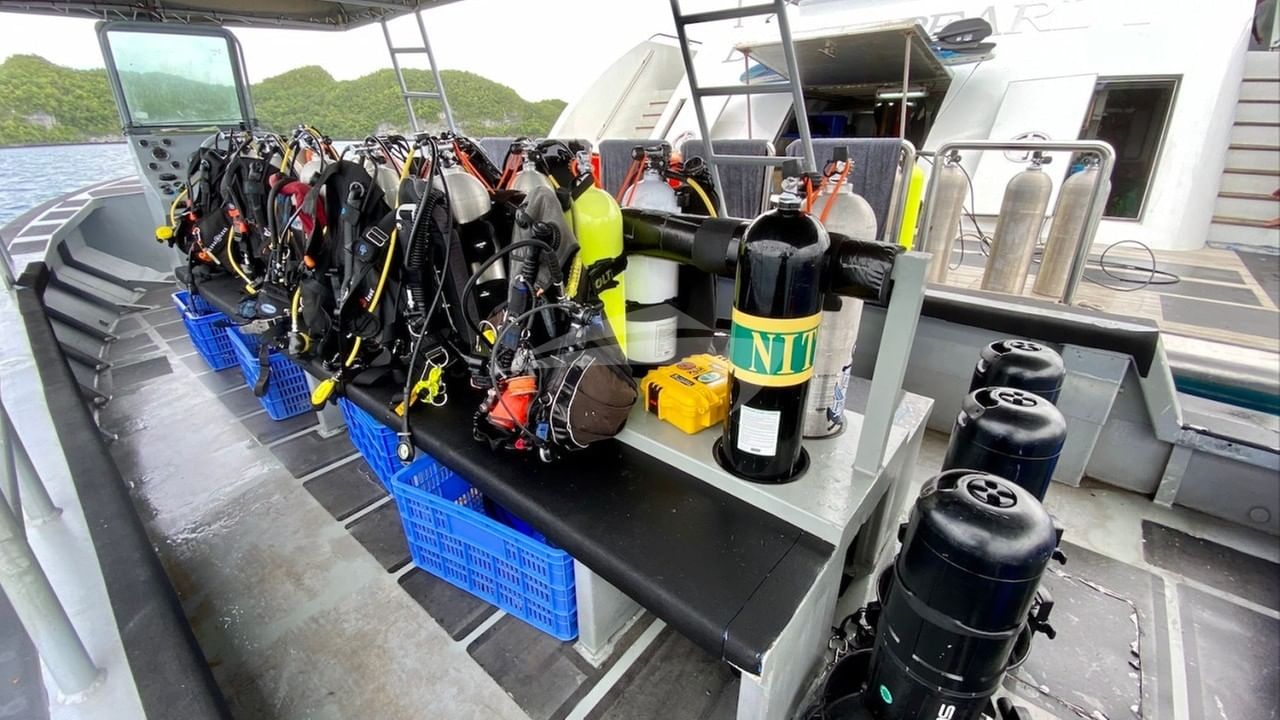 diving equipment on Black Pearl yacht