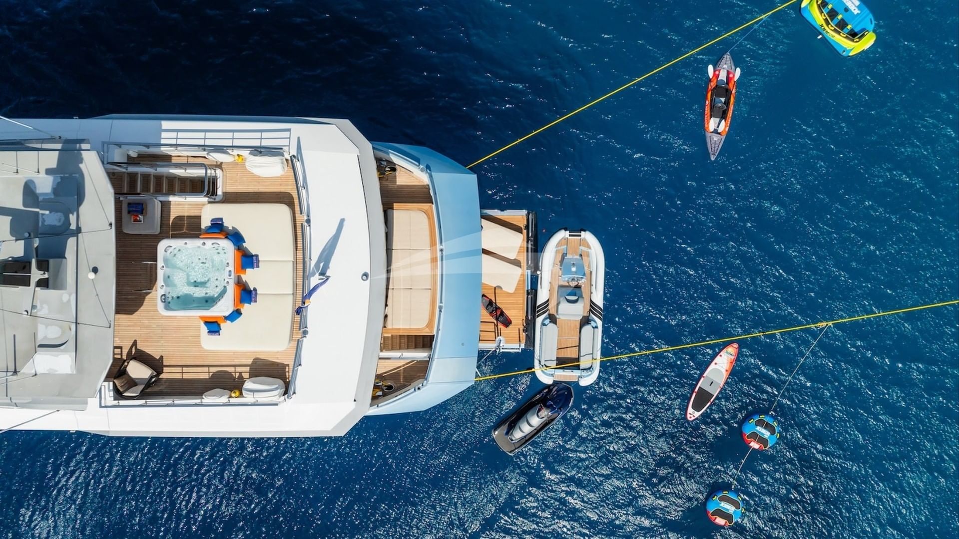 Aerial view of water toys